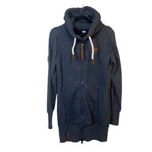 Naketano Grey Extra Long Tunic Length Hoodie Sweatshirt Size Medium